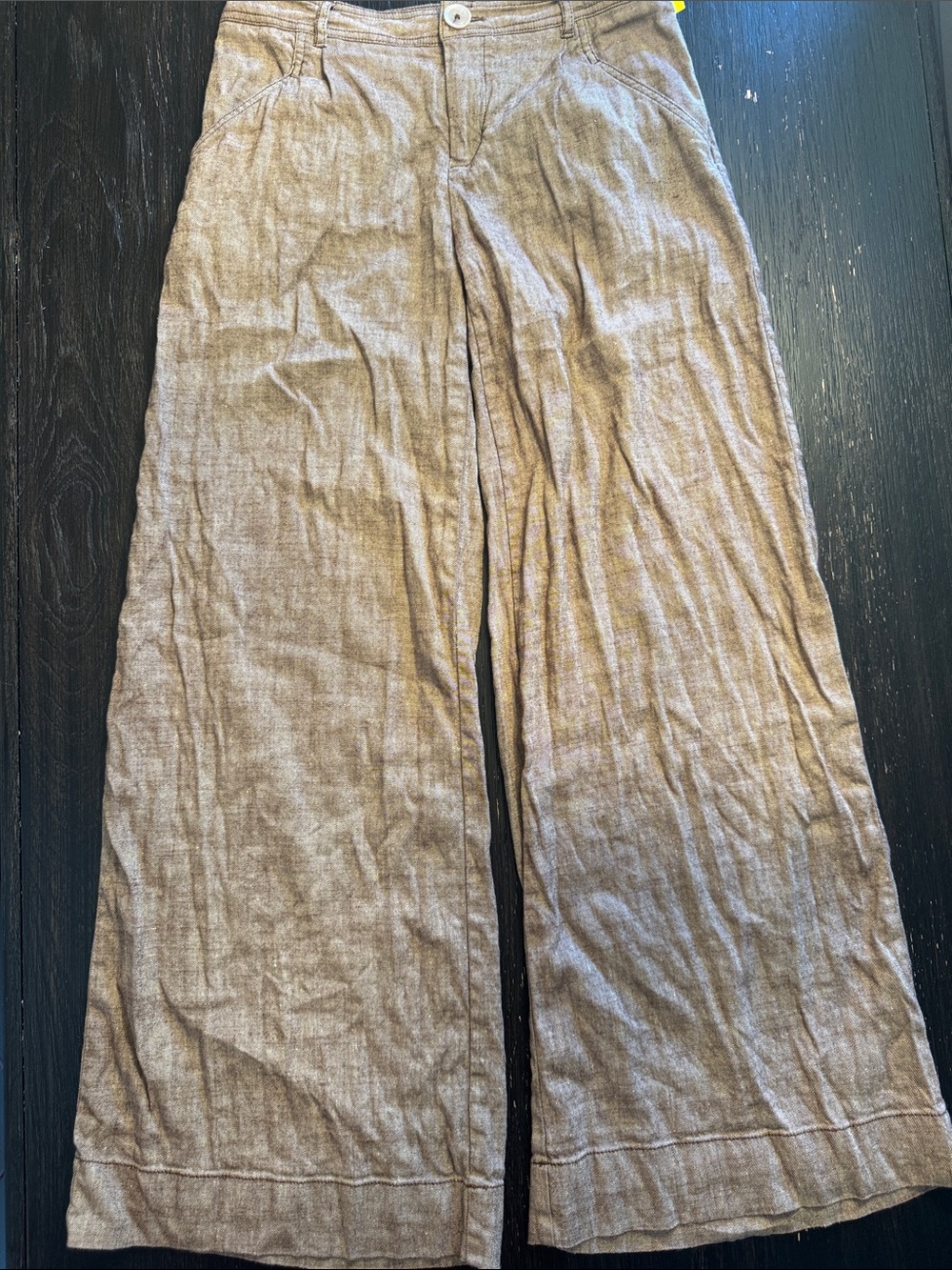 Anthropologie Wide-Leg Linen-Blend Pants in Taupe
